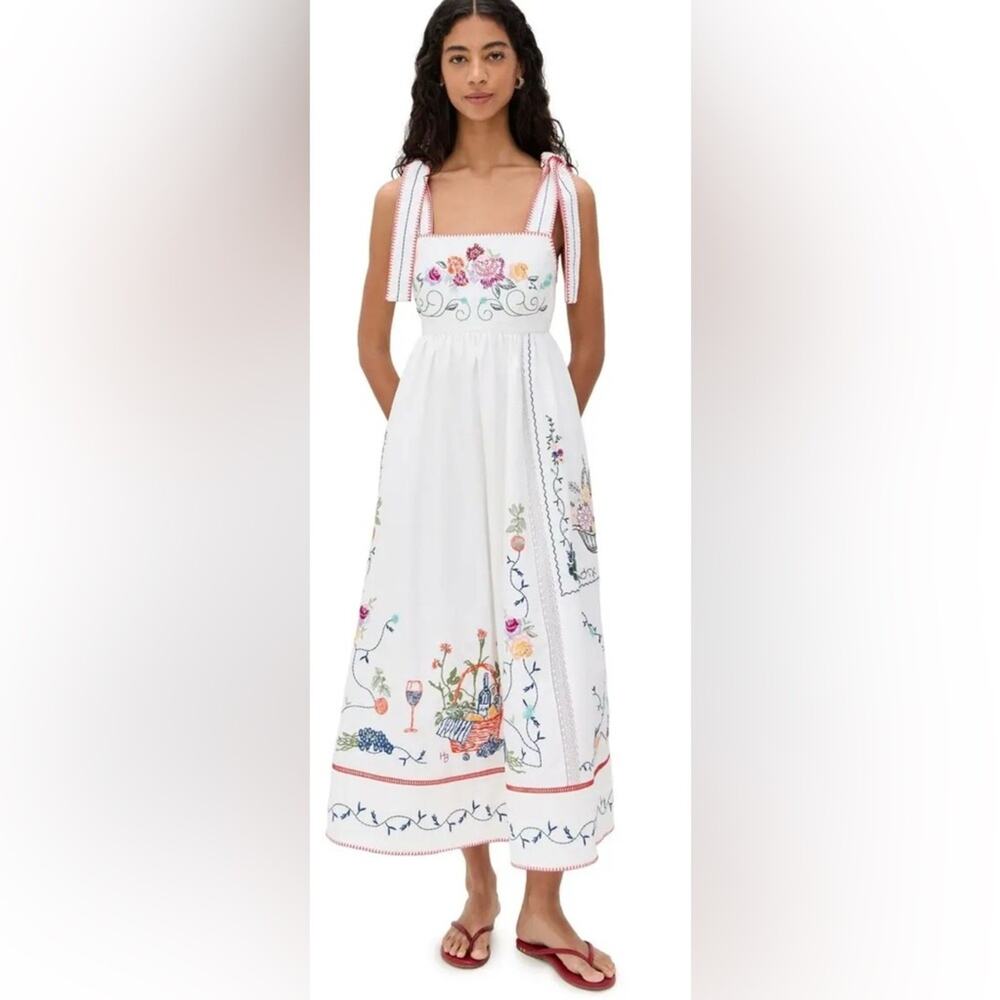 HUNTER BELL- Stefy dress, Floral Embroidered White Dress sz 4